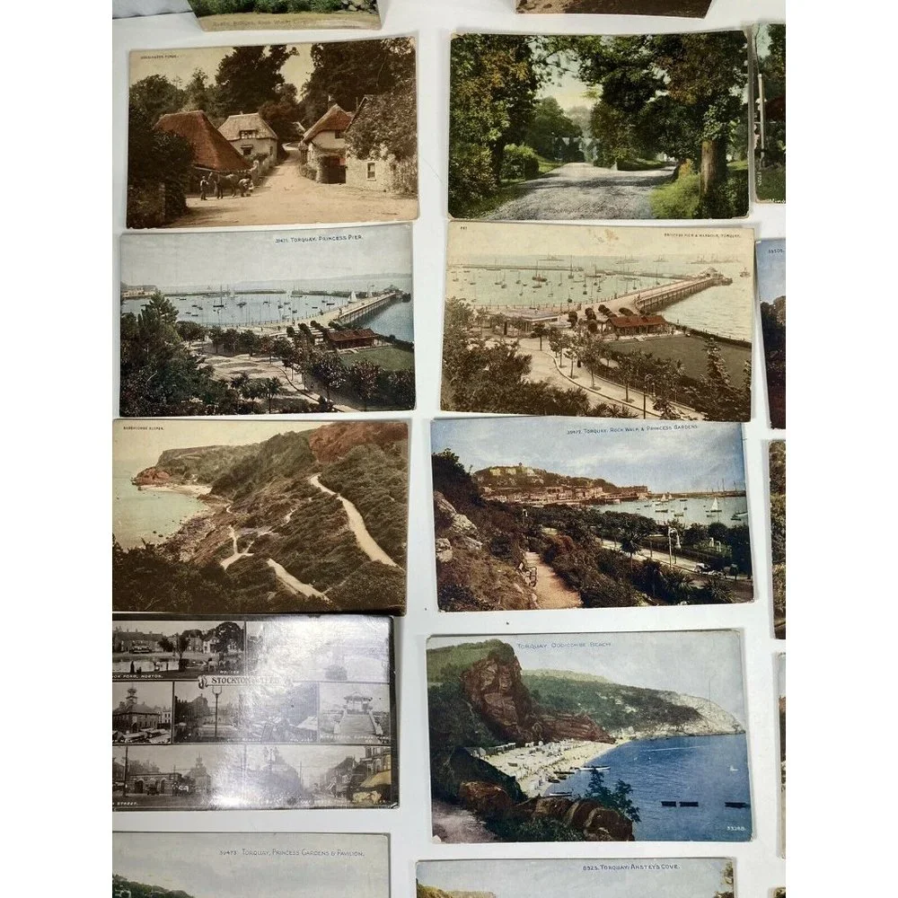 28 Vtg Postcards Torquay England Sands Cove Waldon West Front Beach Lot 1900s